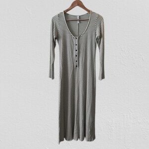Rachel Pally Rib Lauren Dress Modal Striped Long Sleeve Women's Large